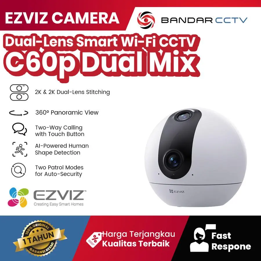 Ezviz C60p Dual Mix 2K & 2K Dual-Lens Smart Home Wi-Fi Camera